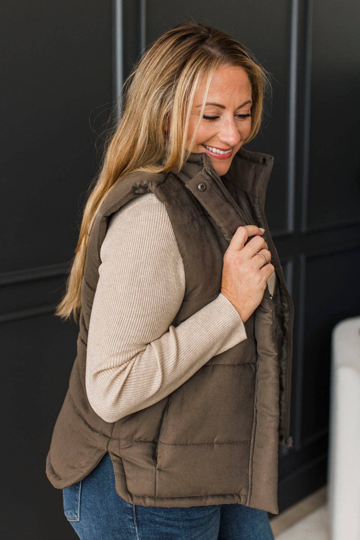 Sights Unseen Puffer Vest- Dusty Olive - Image 3