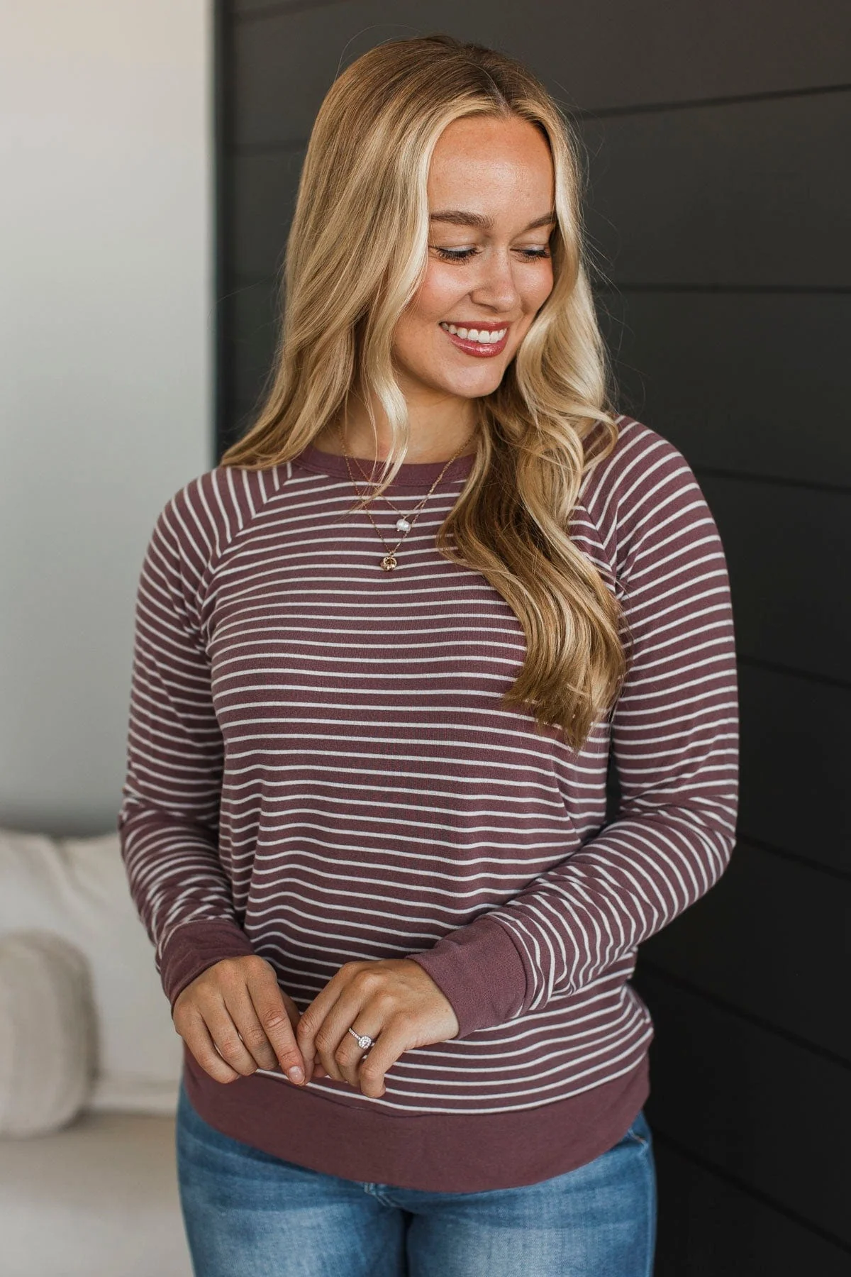 Sign Of The Times Striped Top- Marsala - Image 3