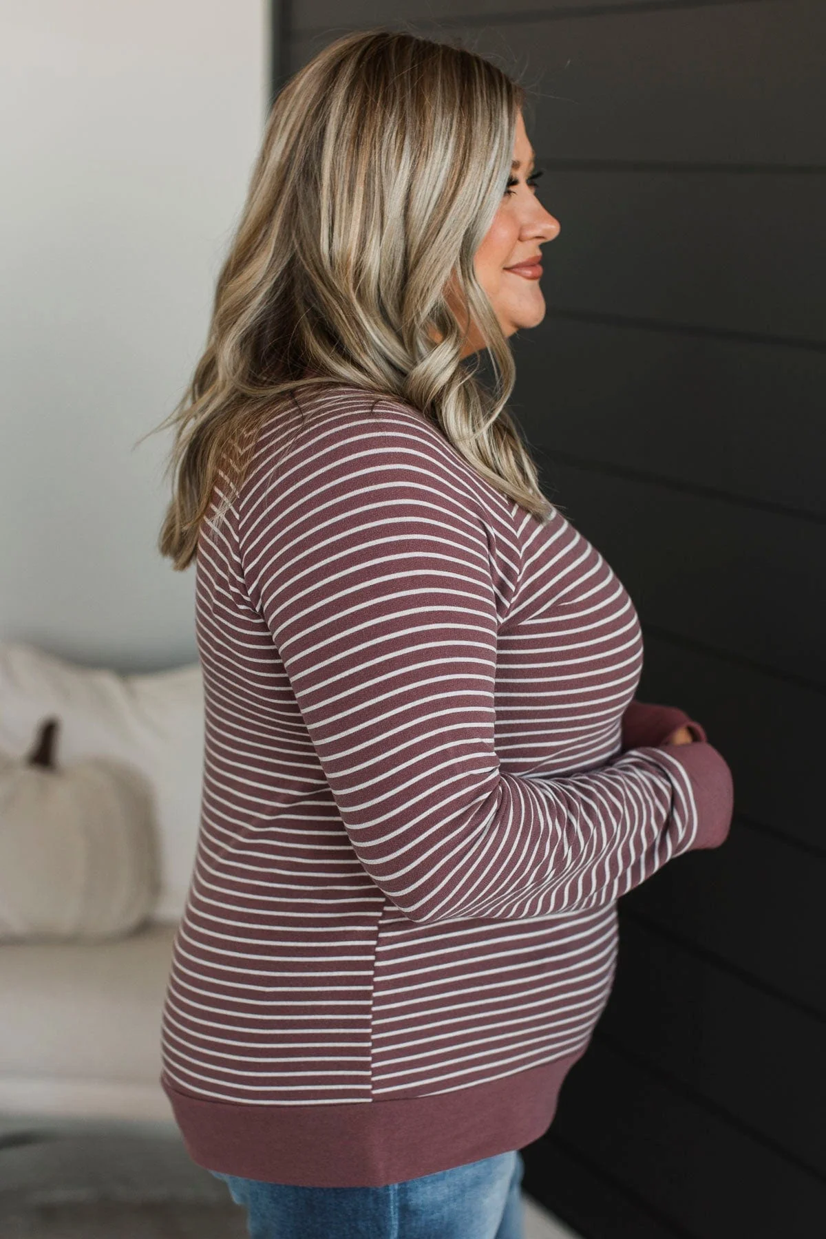 Sign Of The Times Striped Top- Marsala - Image 6