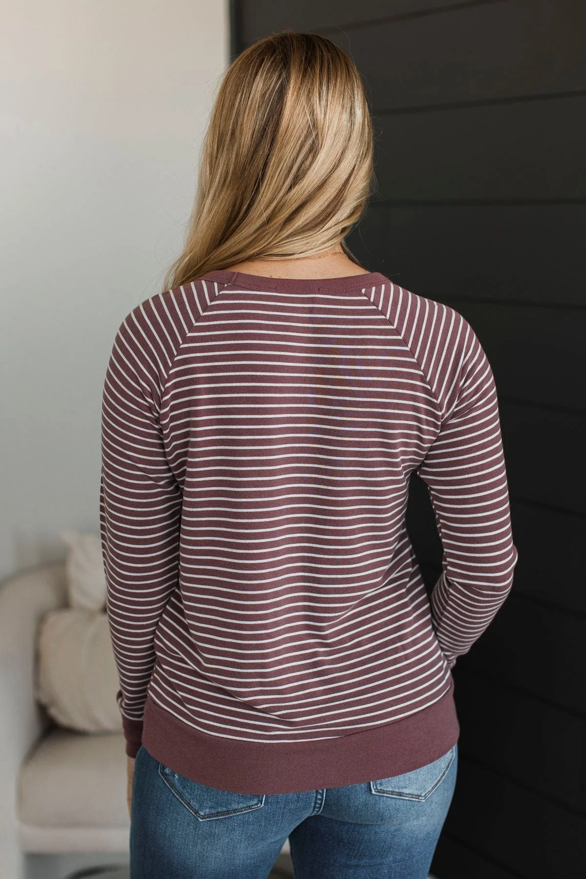 Sign Of The Times Striped Top- Marsala - Image 7