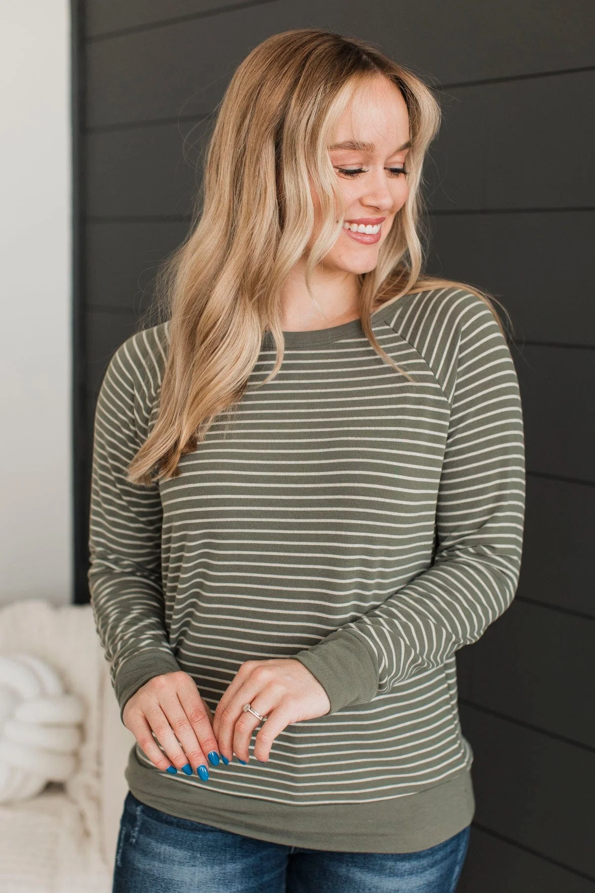 Sign Of The Times Striped Top- Olive - Image 3