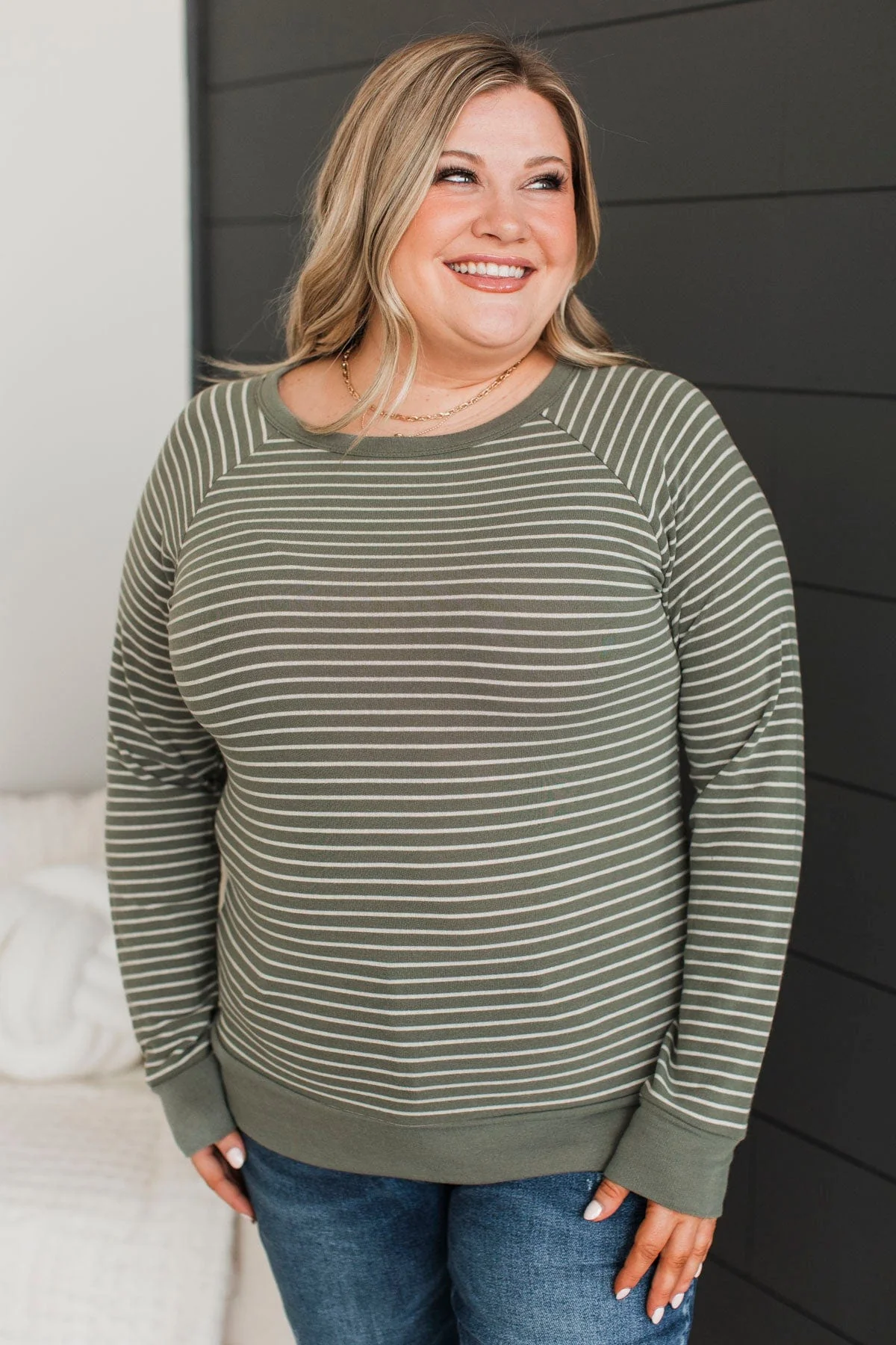 Sign Of The Times Striped Top- Olive - Image 4