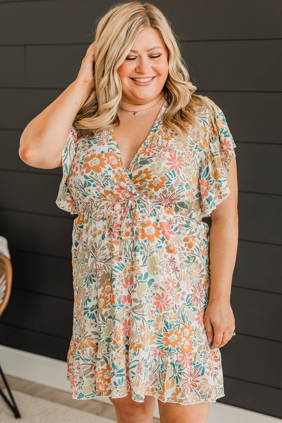 Signs Of Sunshine Floral Dress- Ivory - Image 3