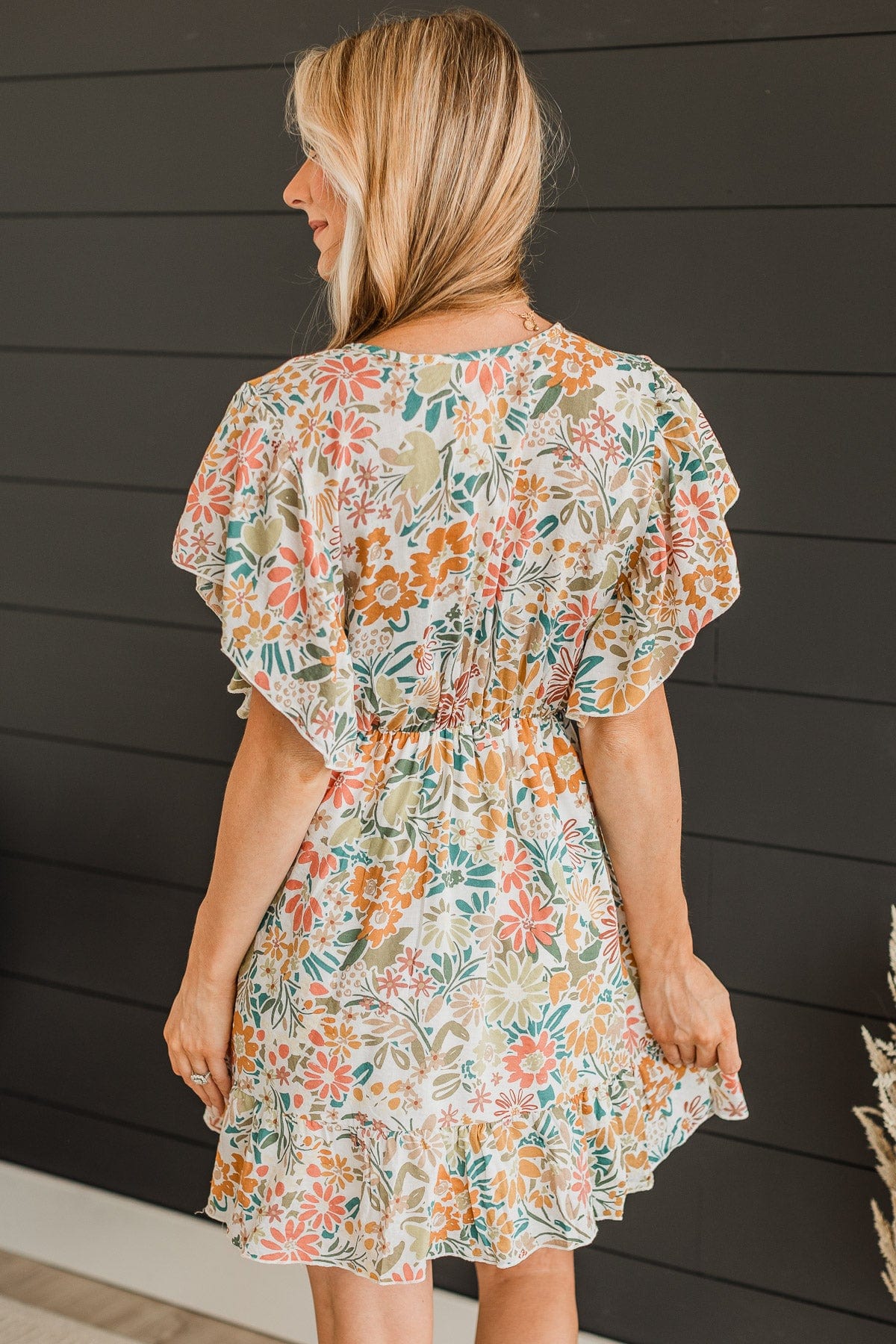 Signs Of Sunshine Floral Dress- Ivory - Image 7