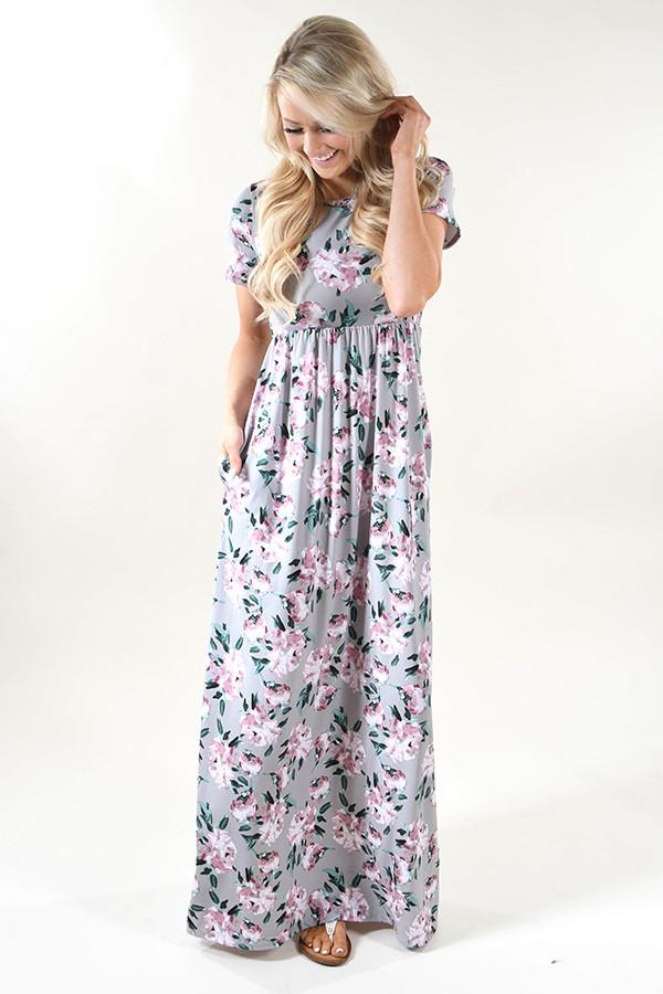 Silver Dreams Floral Maxi Dress - Image 4