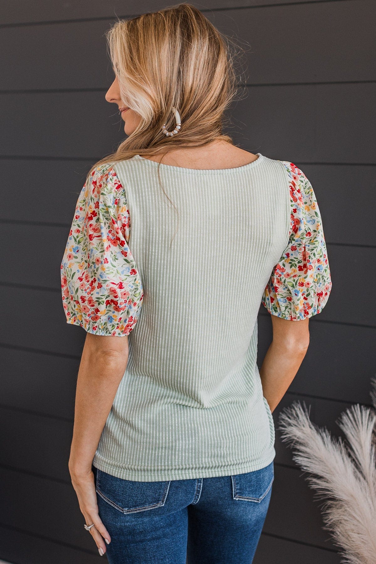 Simple Bliss Puff Sleeve Top- Sage - Image 8