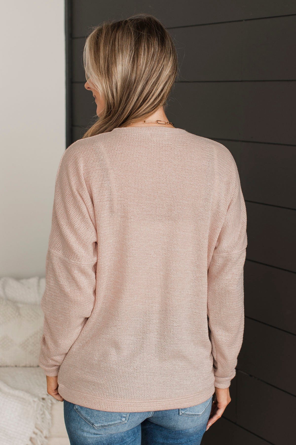 Simple Delights Knit Henley Top- Blush - Image 12