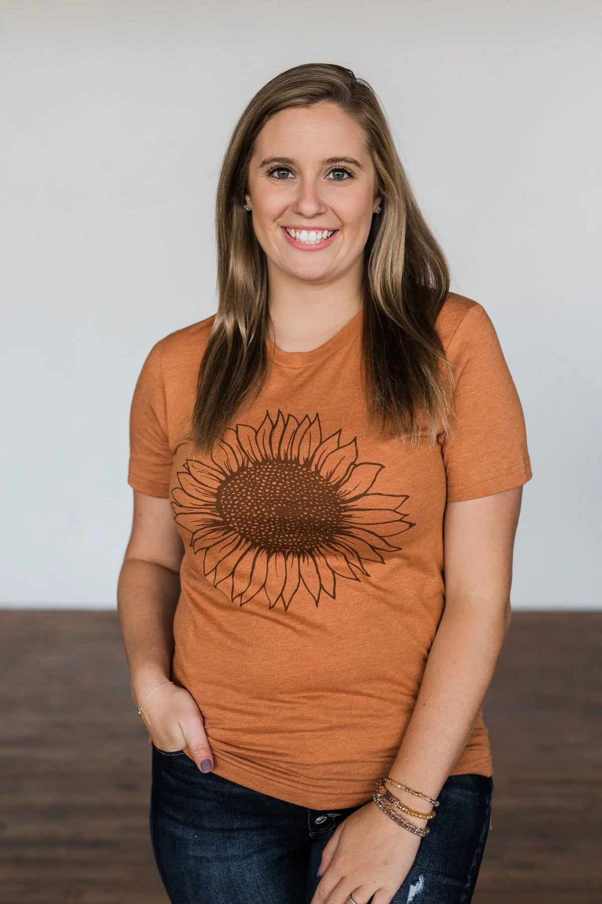 Simple Sunflower Graphic Tee- Burnt Orange - Image 6