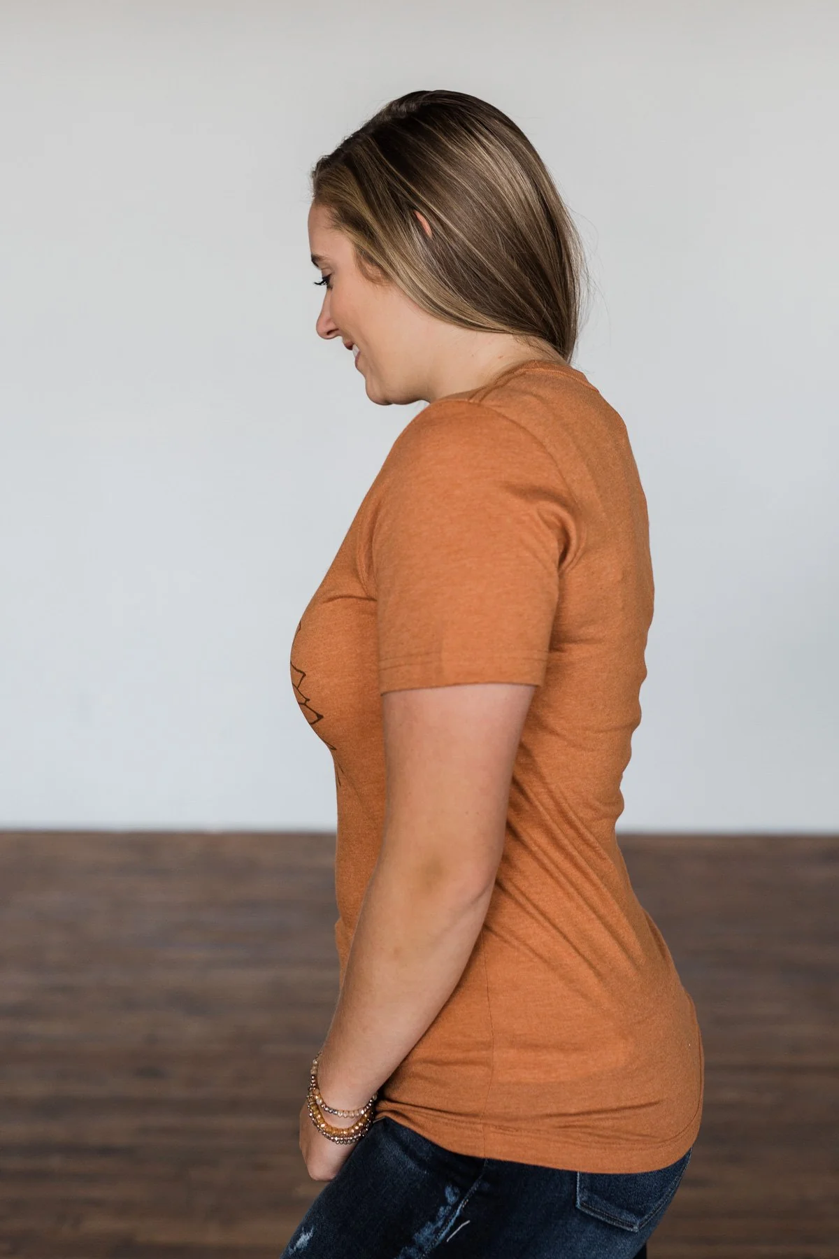 Simple Sunflower Graphic Tee- Burnt Orange - Image 8