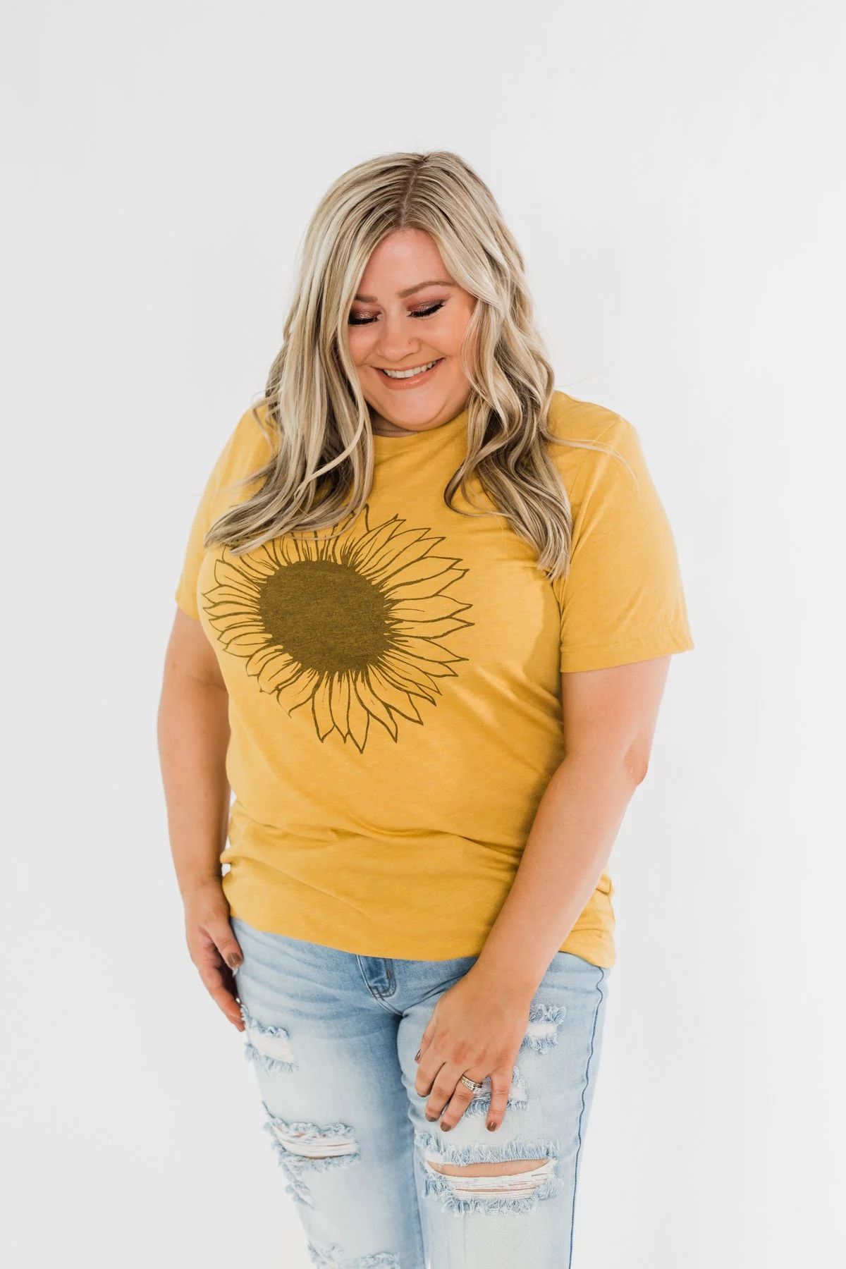 Simple Sunflower Graphic Tee- Yellow - Image 9