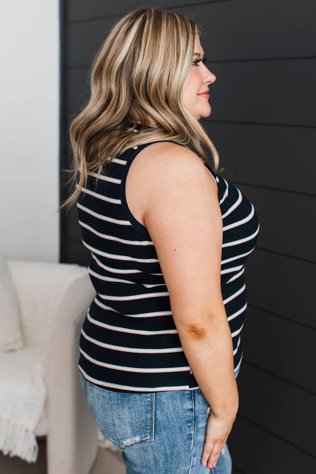 Simplicity Speaks Striped Tank Top- Dark Navy - Image 5