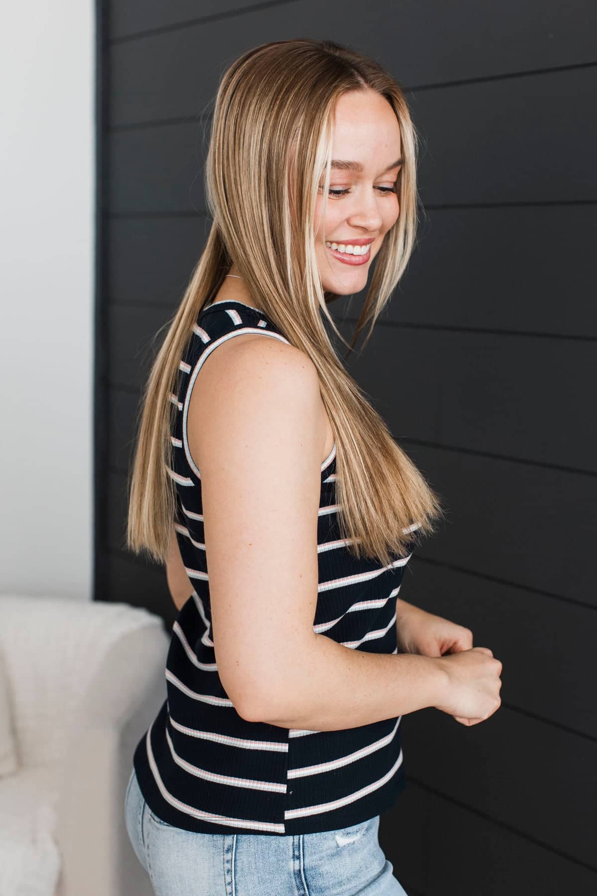 Simplicity Speaks Striped Tank Top- Dark Navy - Image 6