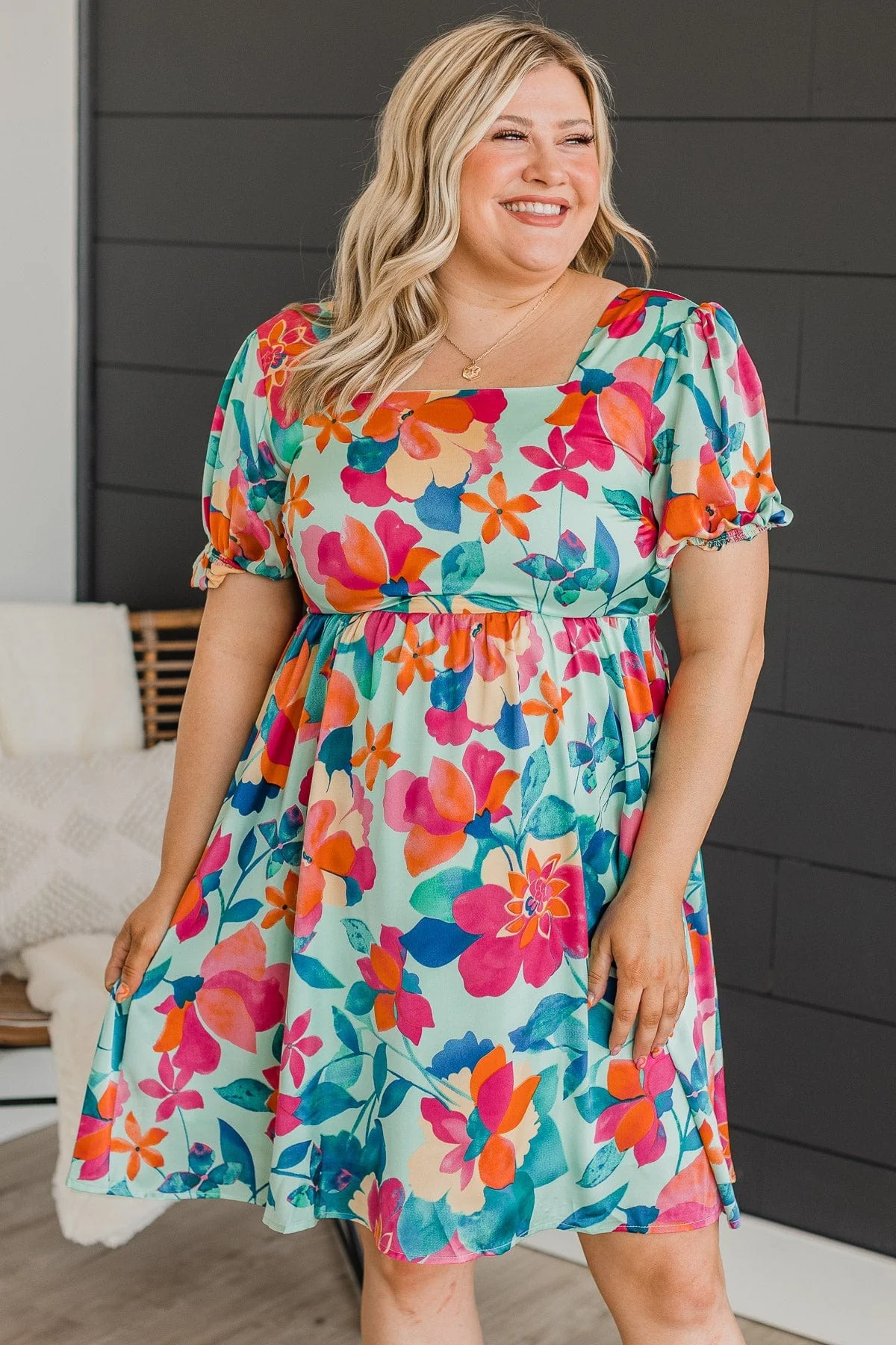 Simply Adored Floral Dress- Mint - Image 4