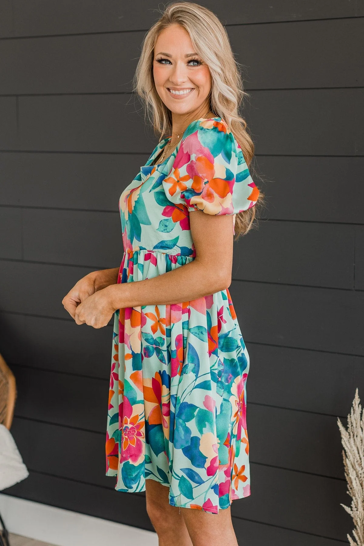 Simply Adored Floral Dress- Mint - Image 5