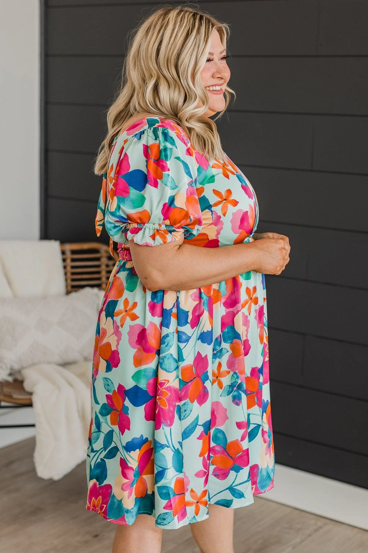 Simply Adored Floral Dress- Mint - Image 7