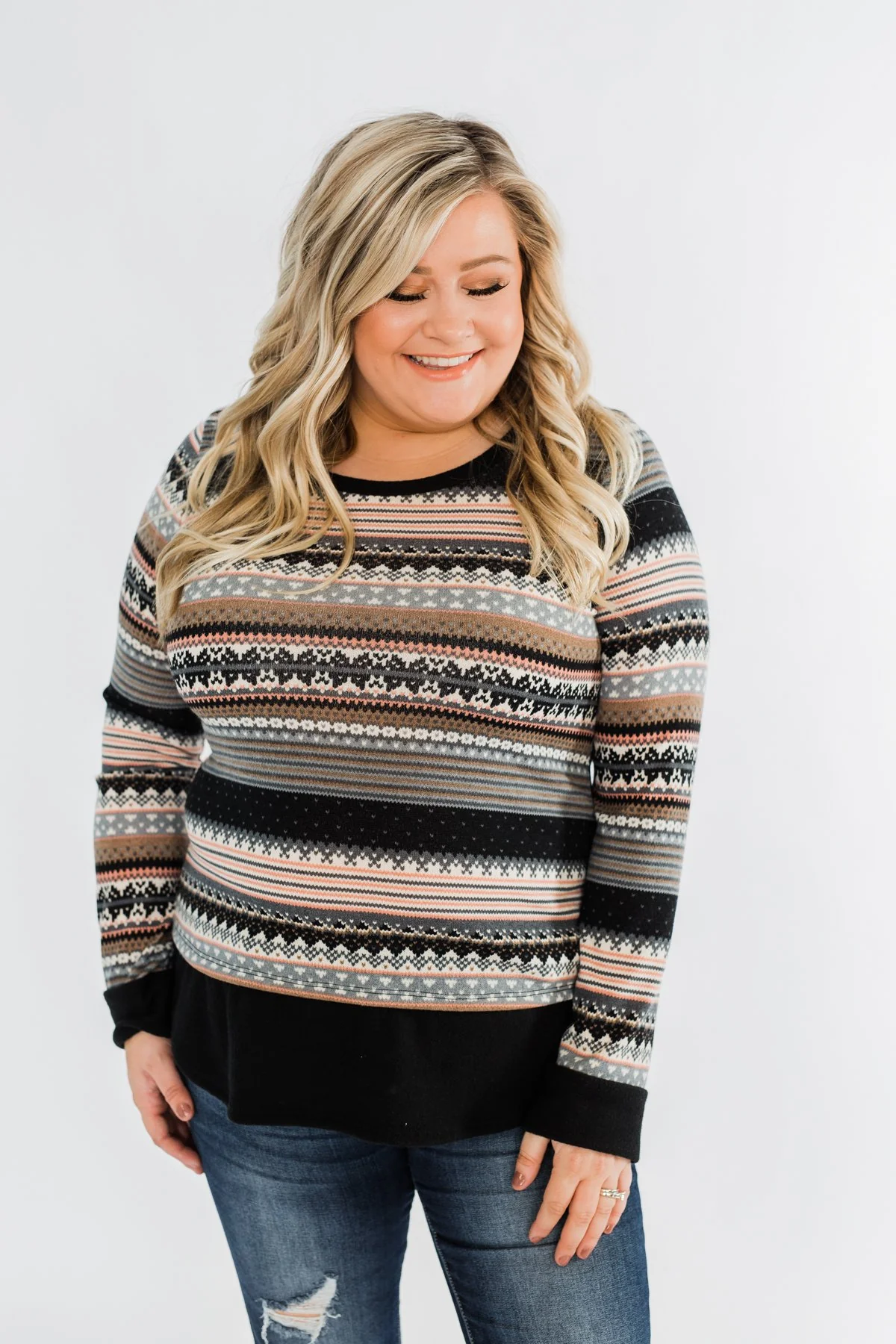 Simply Beautiful Pullover Top- Black & Pink - Image 6