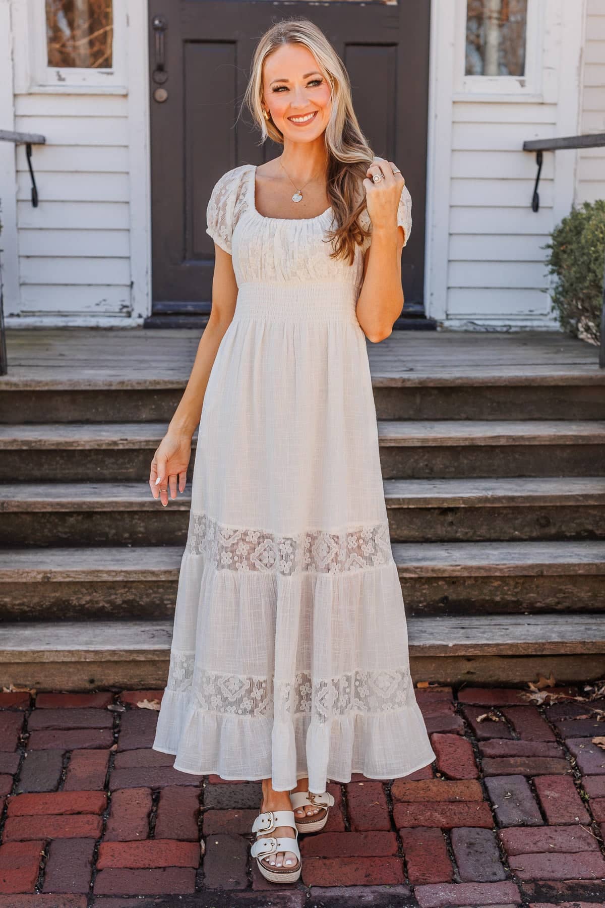 Simply Charmed Short Sleeve Maxi Dress- Ivory