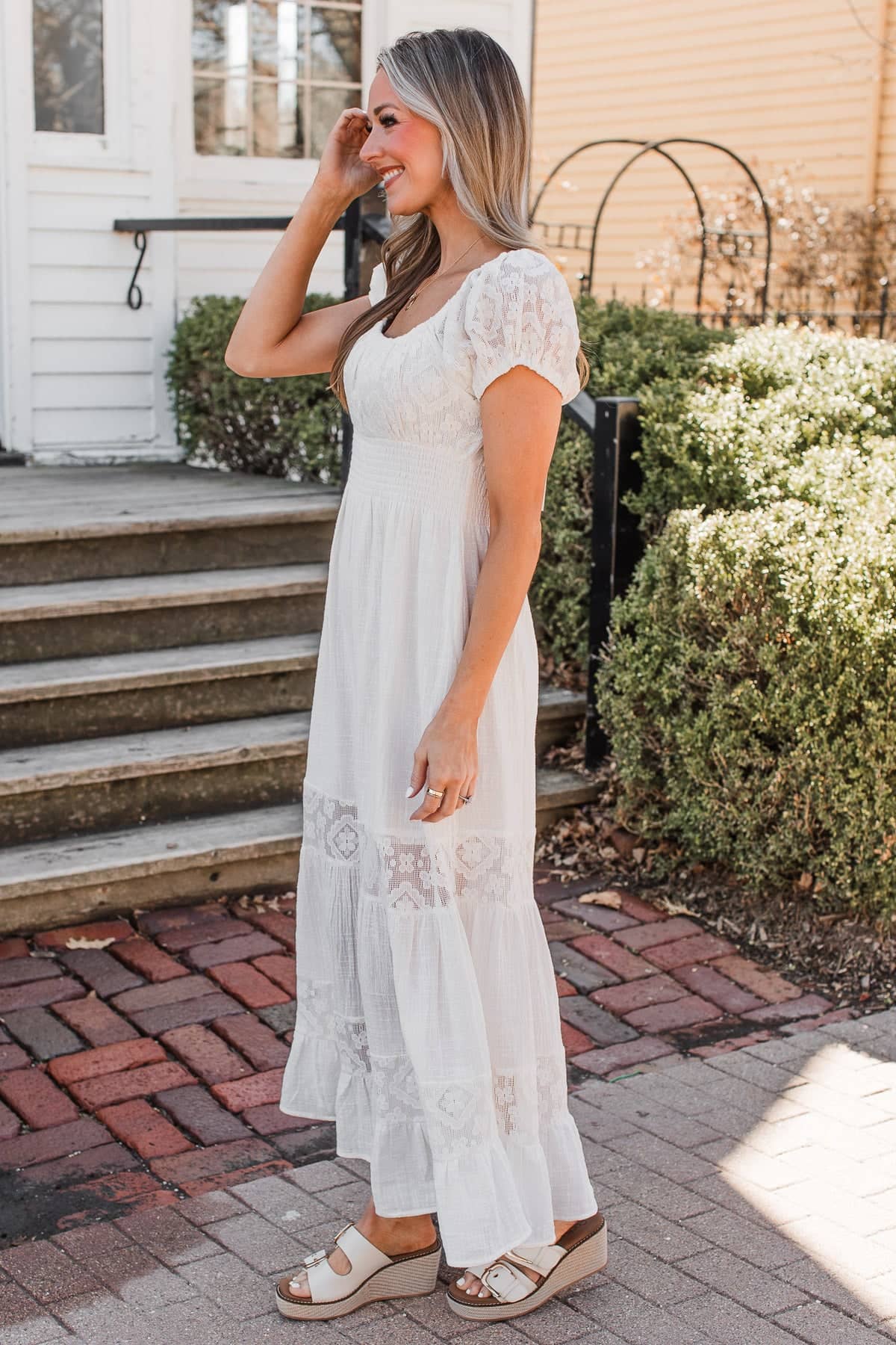 Simply Charmed Short Sleeve Maxi Dress- Ivory - Image 4