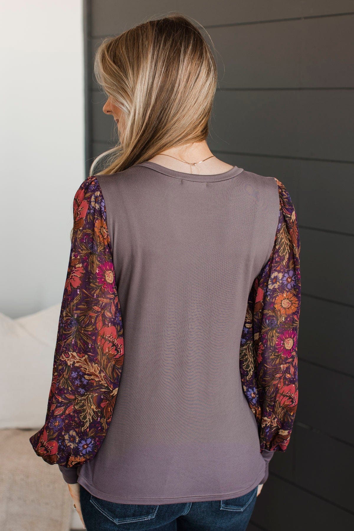 Simply Darling Puff Sleeve Top- Dusty Plum - Image 9