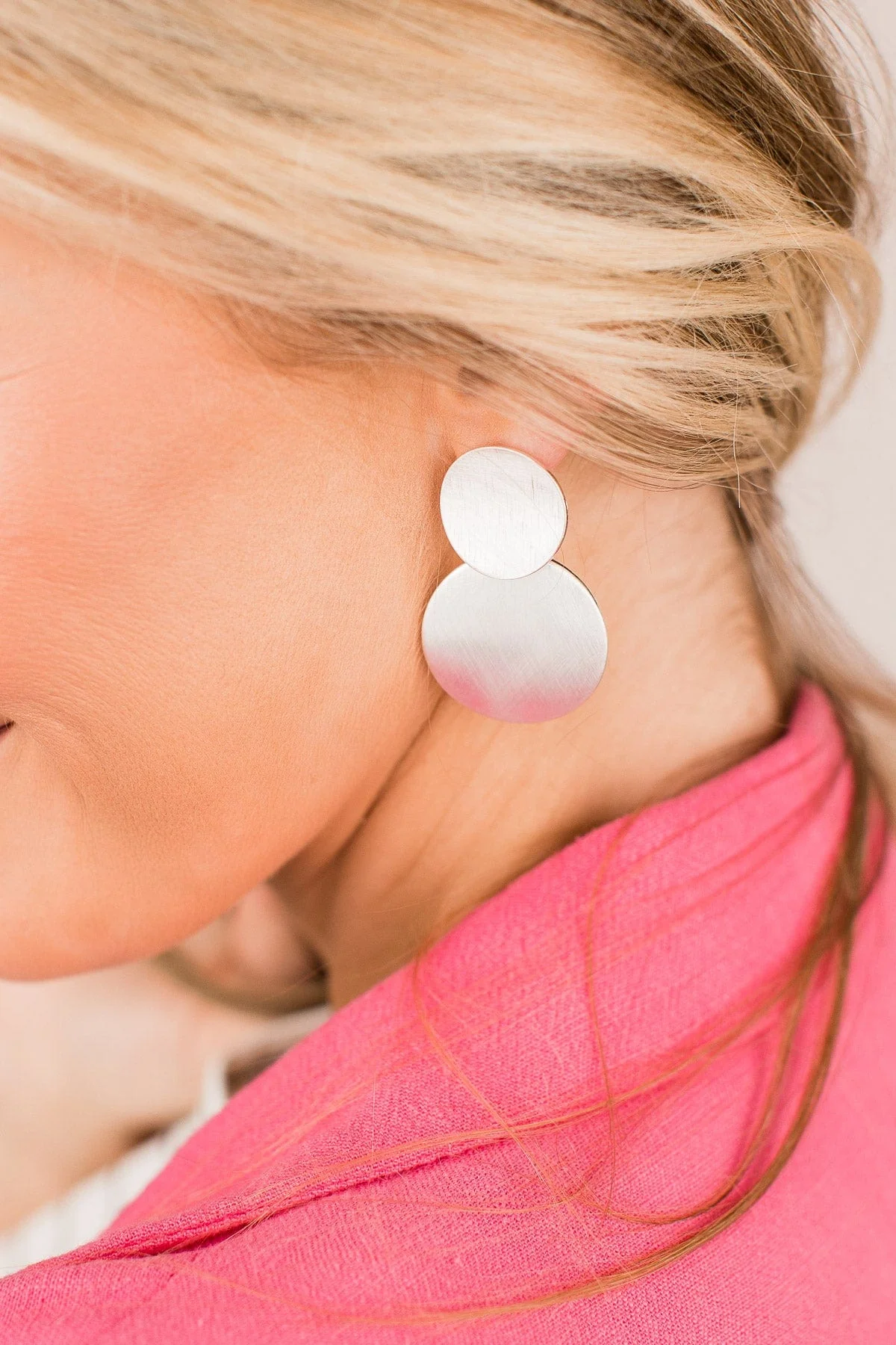 Simply Dazzling Pendant Earrings- Silver - Image 2