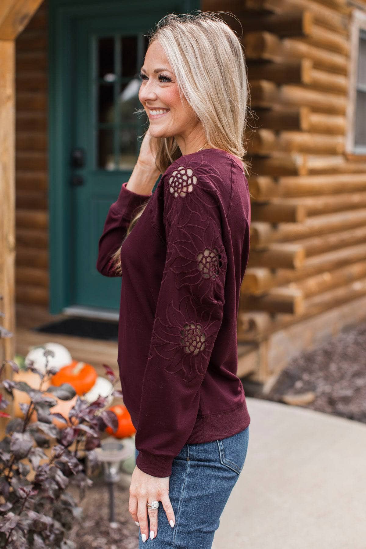 Simply Exceptional Floral Embroidered Top- Plum - Image 5