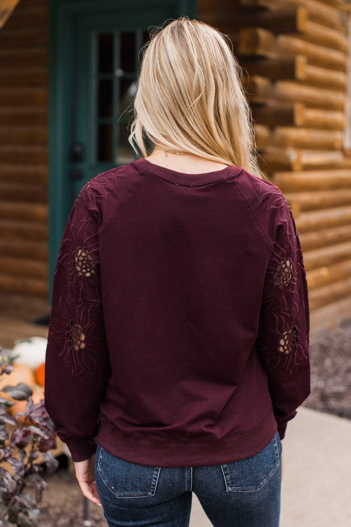 Simply Exceptional Floral Embroidered Top- Plum - Image 7