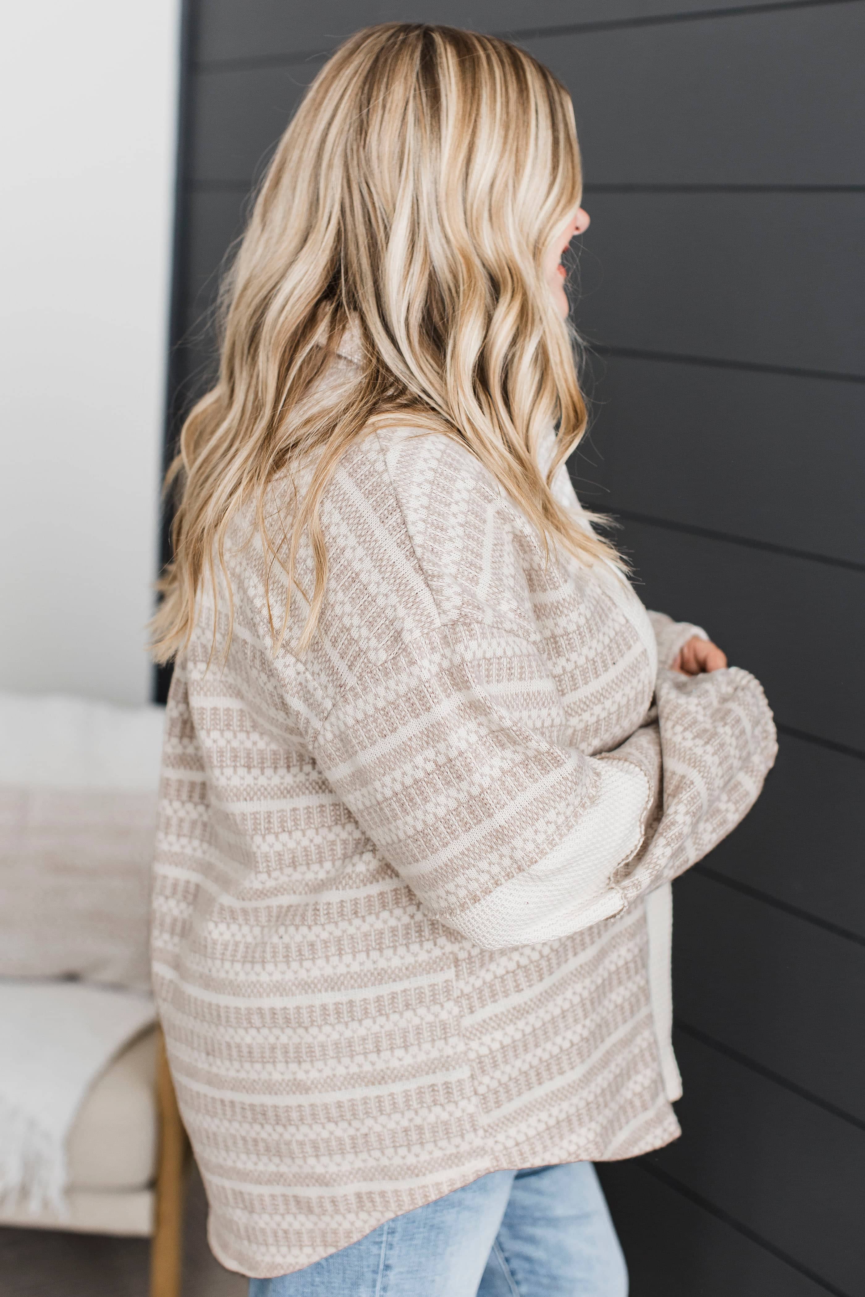 Simply Fantastic Fabric Block Shirt Jacket- Light Cream - Image 5