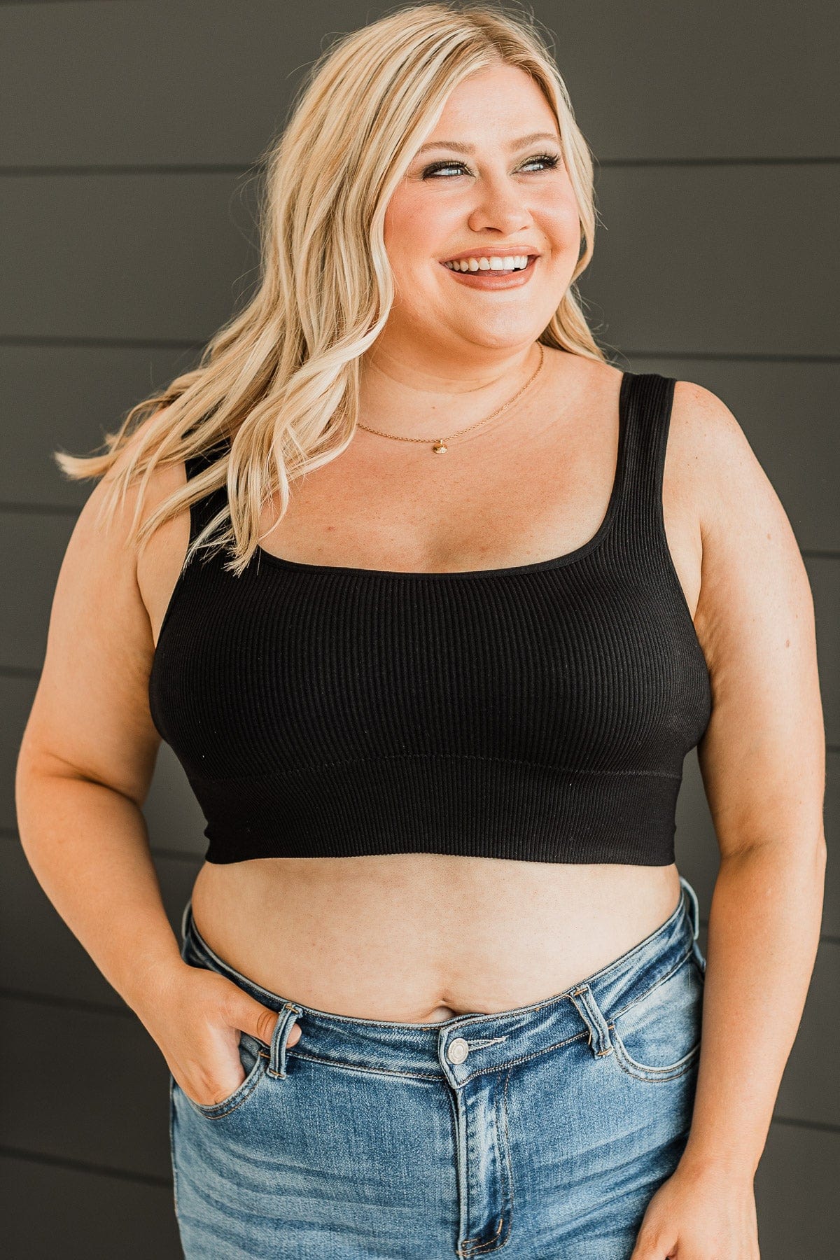 Simply Lovely Cropped Tank Top- Black - Image 2