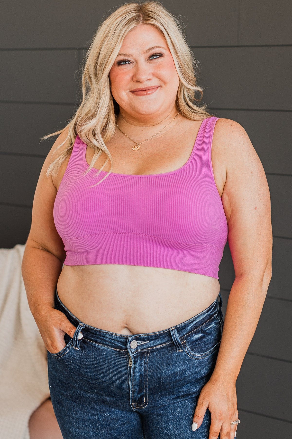Simply Lovely Cropped Tank Top- Orchid - Image 2