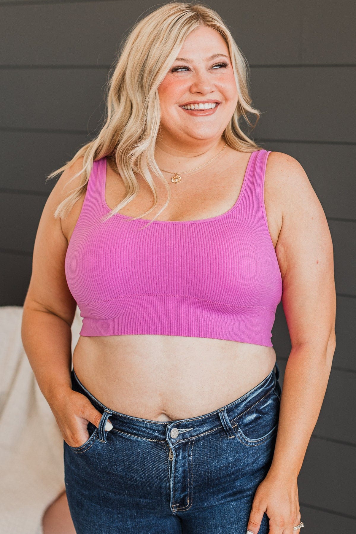 Simply Lovely Cropped Tank Top- Orchid - Image 4