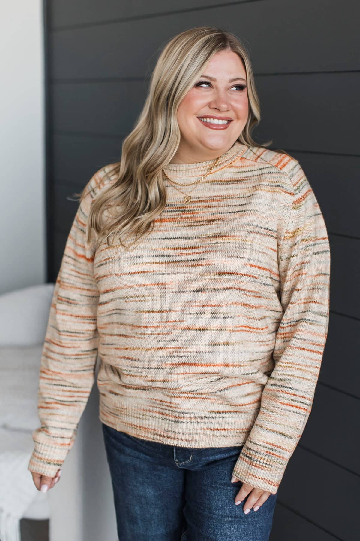 Simply Marvelous Striped Knit Sweater- Cream Multi