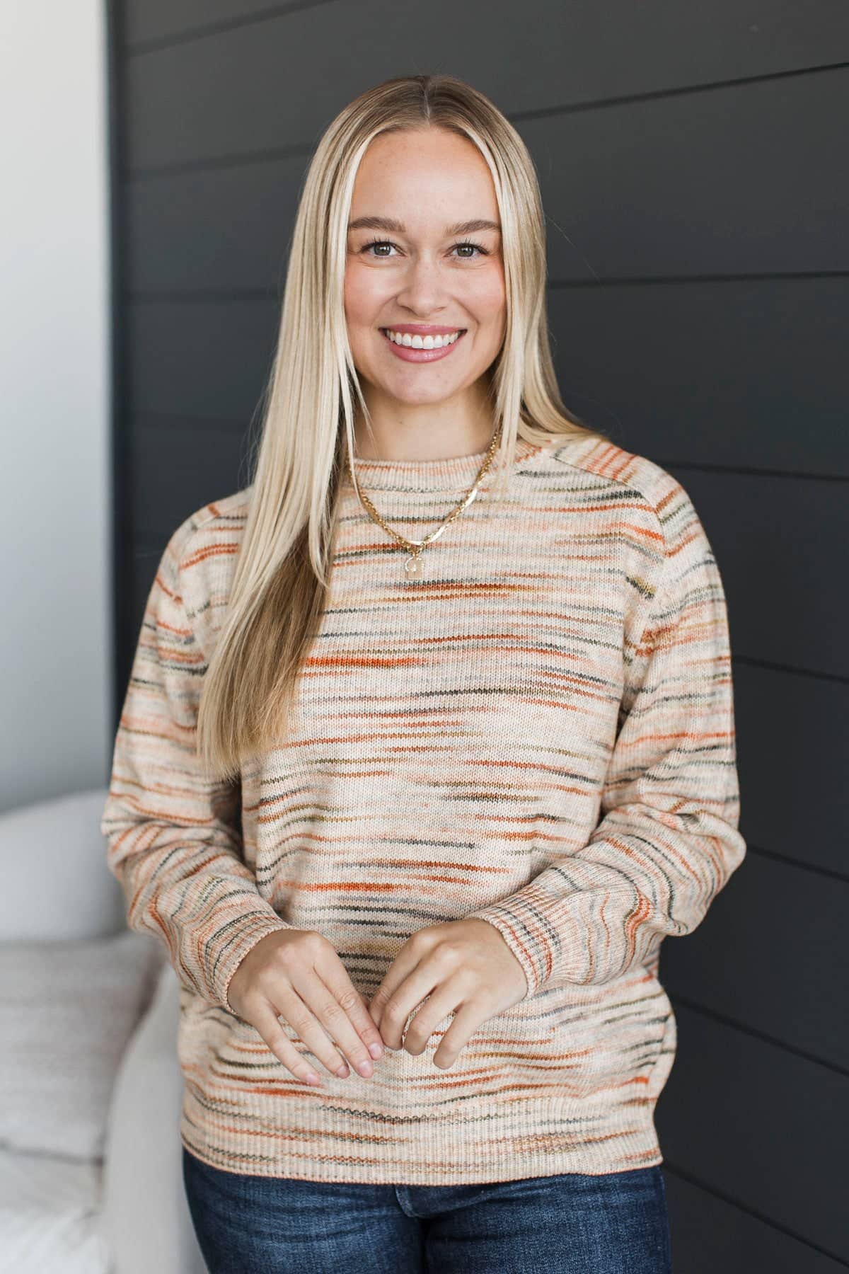 Simply Marvelous Striped Knit Sweater- Cream Multi - Image 2