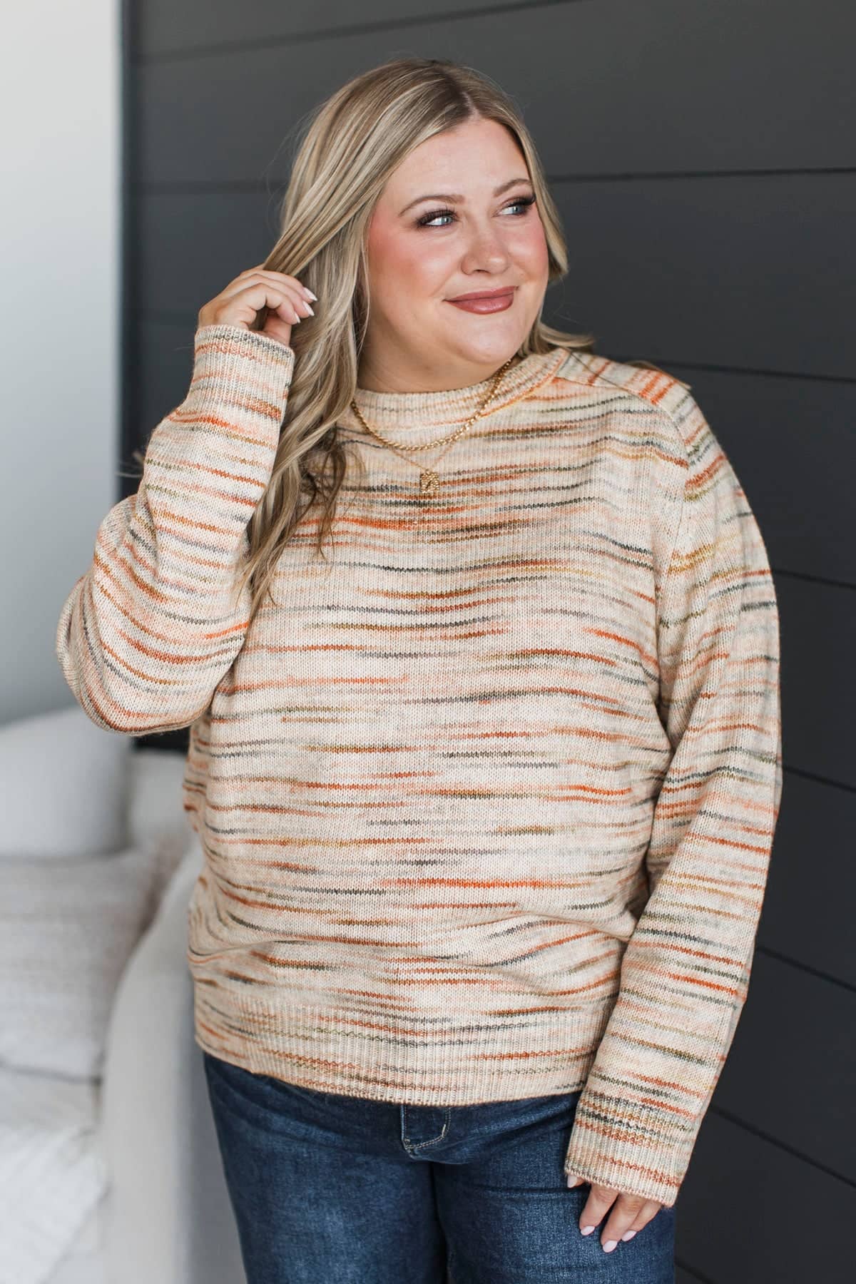 Simply Marvelous Striped Knit Sweater- Cream Multi - Image 3