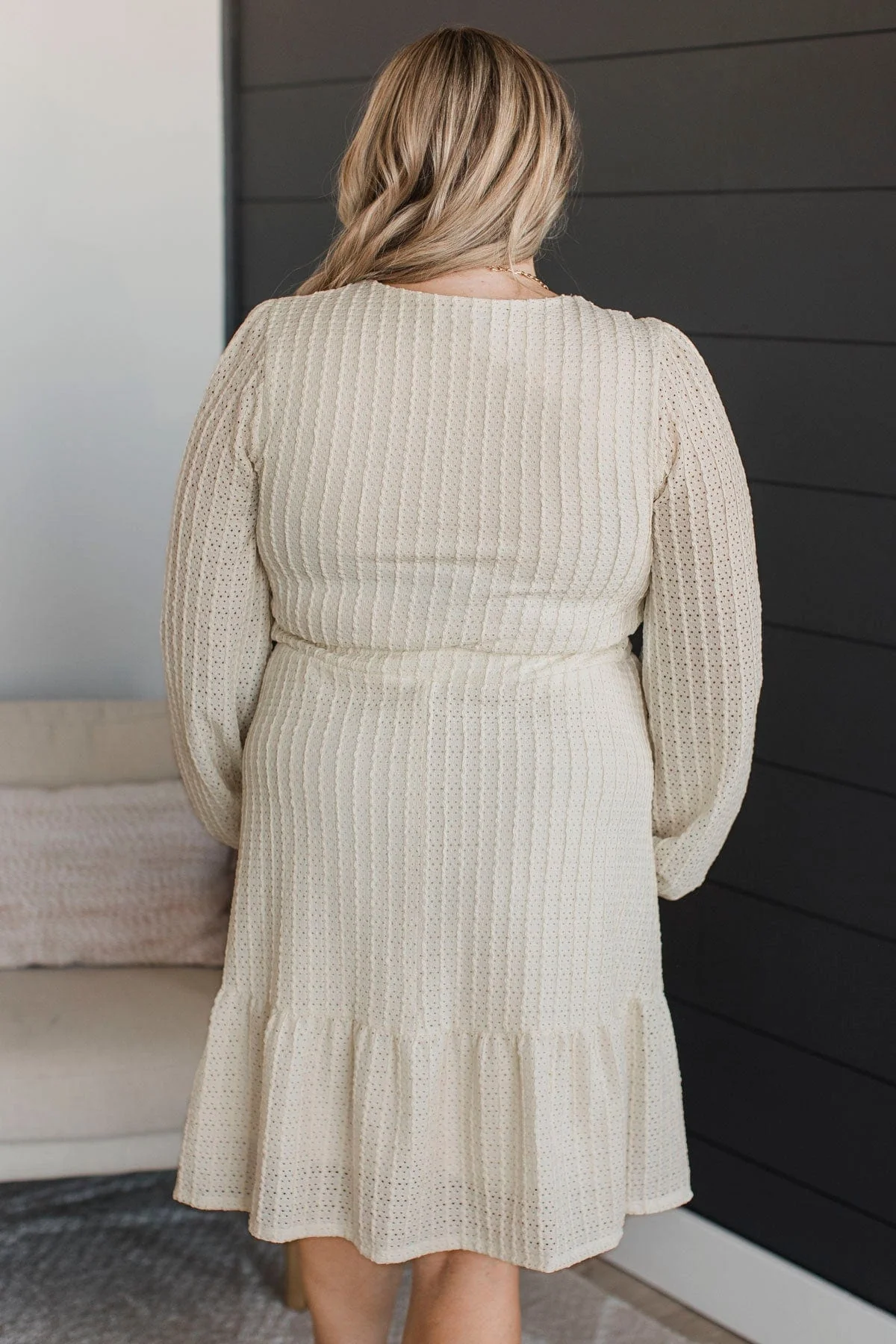 Simply Polished Long Sleeve Dress- Ivory - Image 8