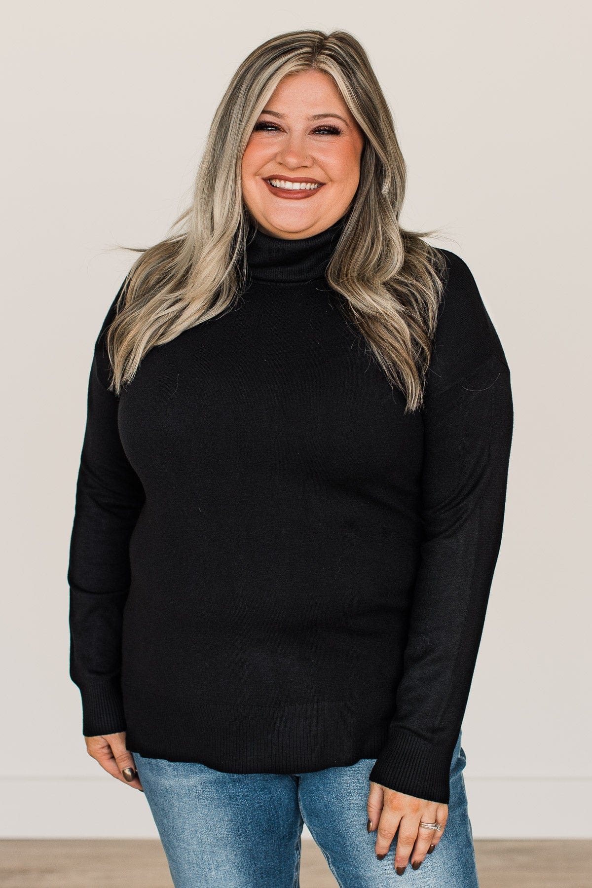 Simply The Best Cowl Neck Sweater- Black - Image 2