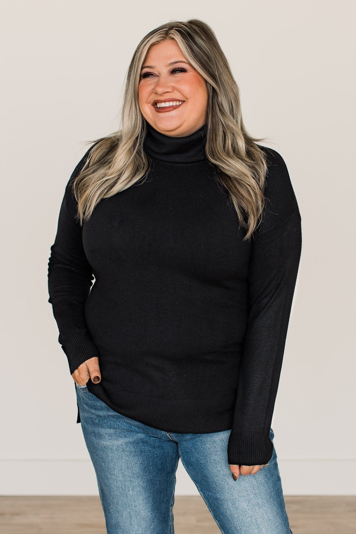 Simply The Best Cowl Neck Sweater- Black - Image 4
