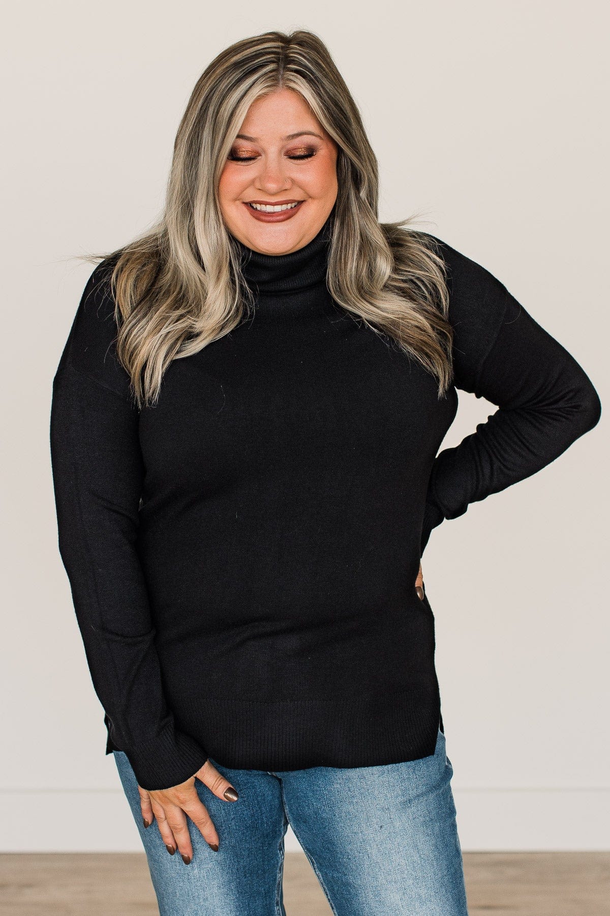 Simply The Best Cowl Neck Sweater- Black - Image 5
