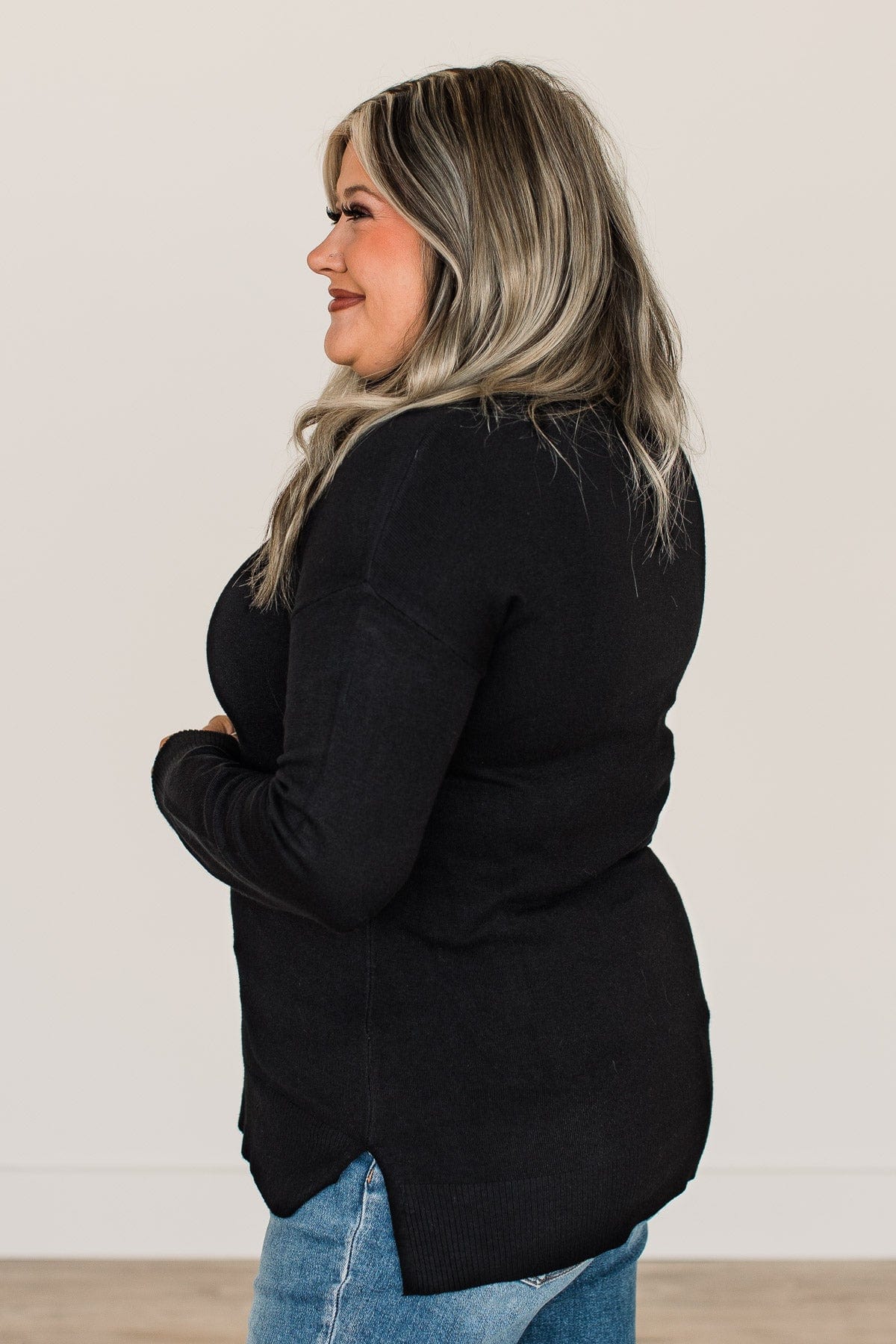 Simply The Best Cowl Neck Sweater- Black - Image 7