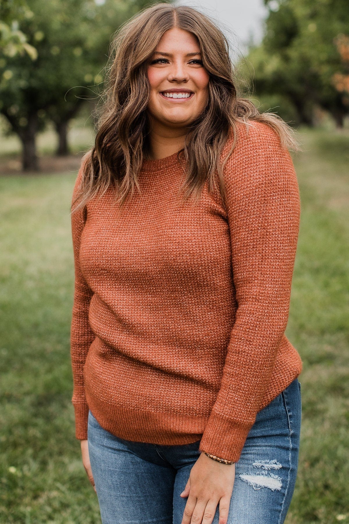 Simply Unforgettable Knit Sweater- Copper - Image 4