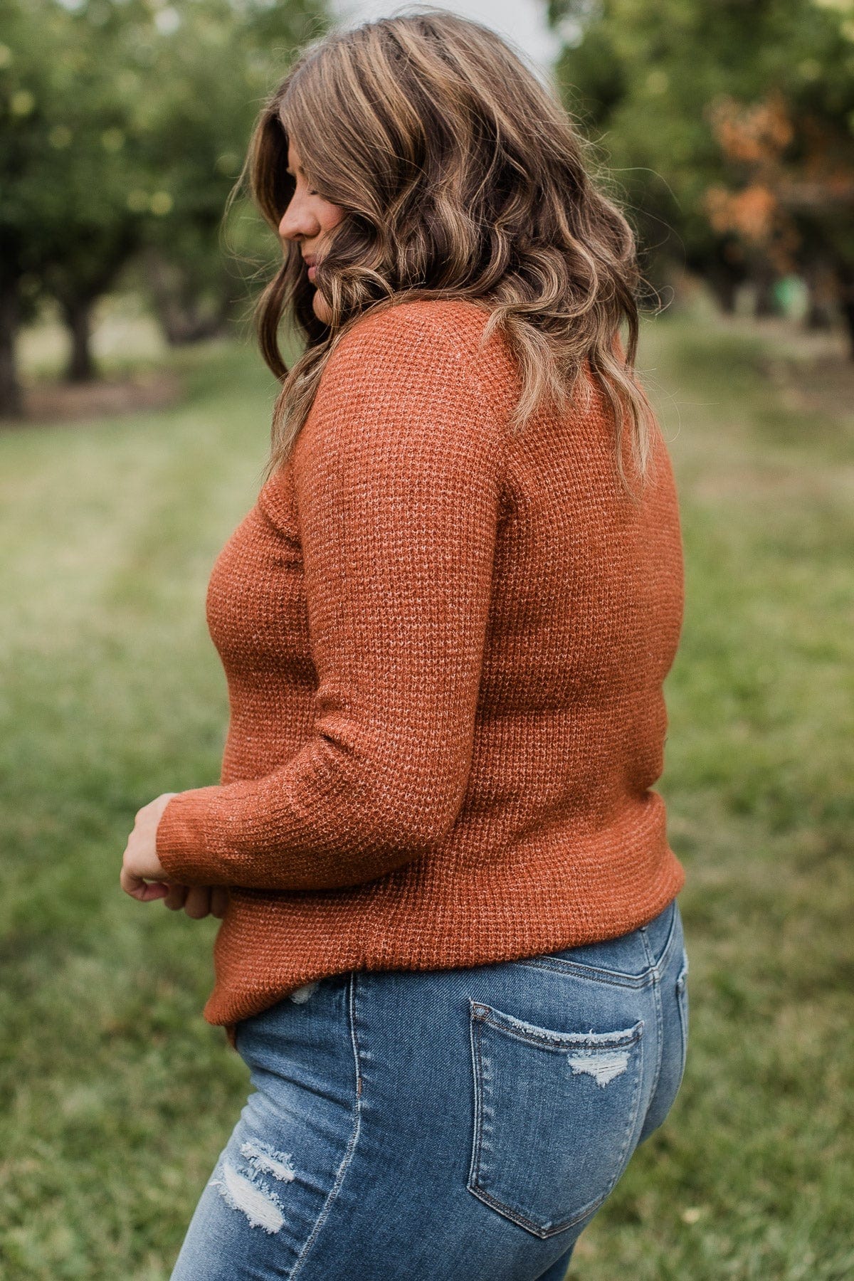 Simply Unforgettable Knit Sweater- Copper - Image 6