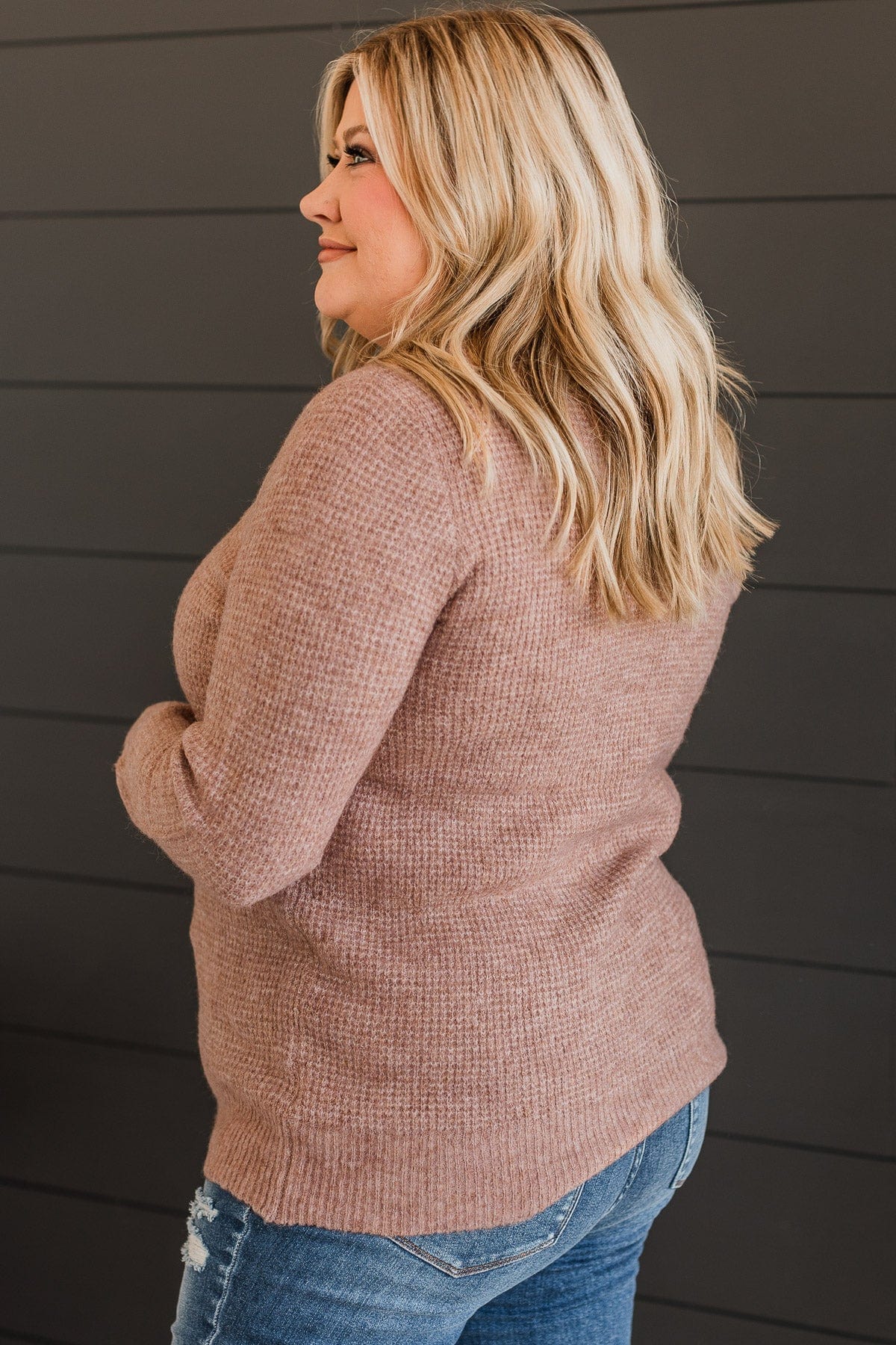Simply Unforgettable Knit Sweater- Mocha - Image 6