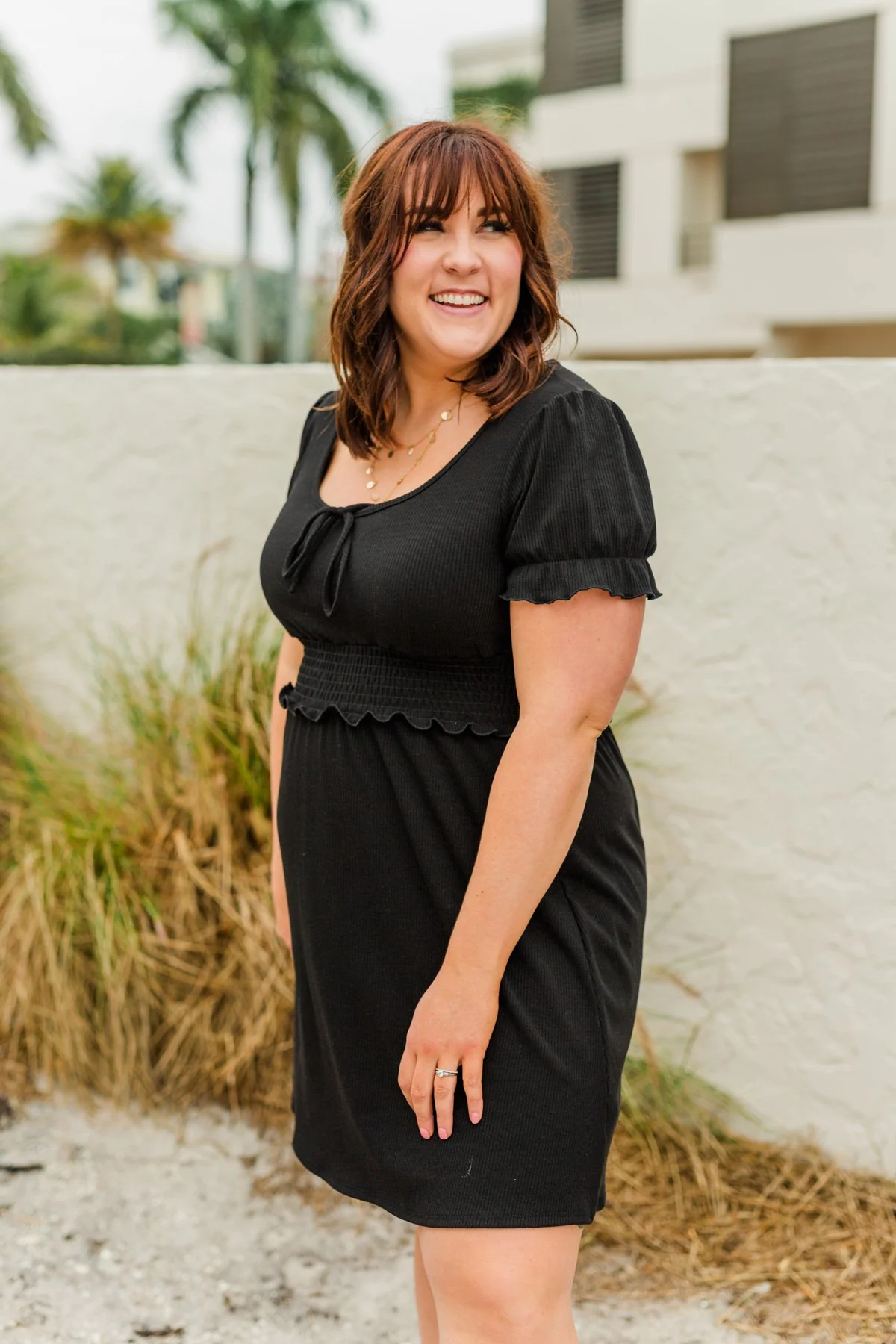 Sincere Smiles Smocked Knit Dress- Black - Image 11