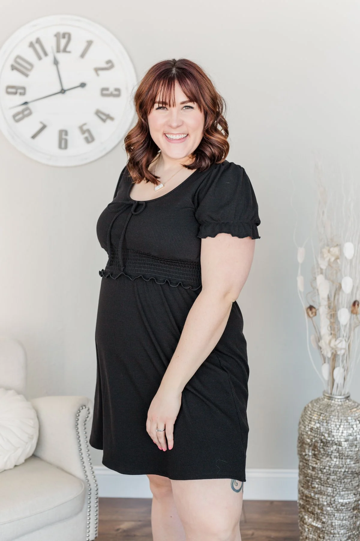 Sincere Smiles Smocked Knit Dress- Black - Image 18