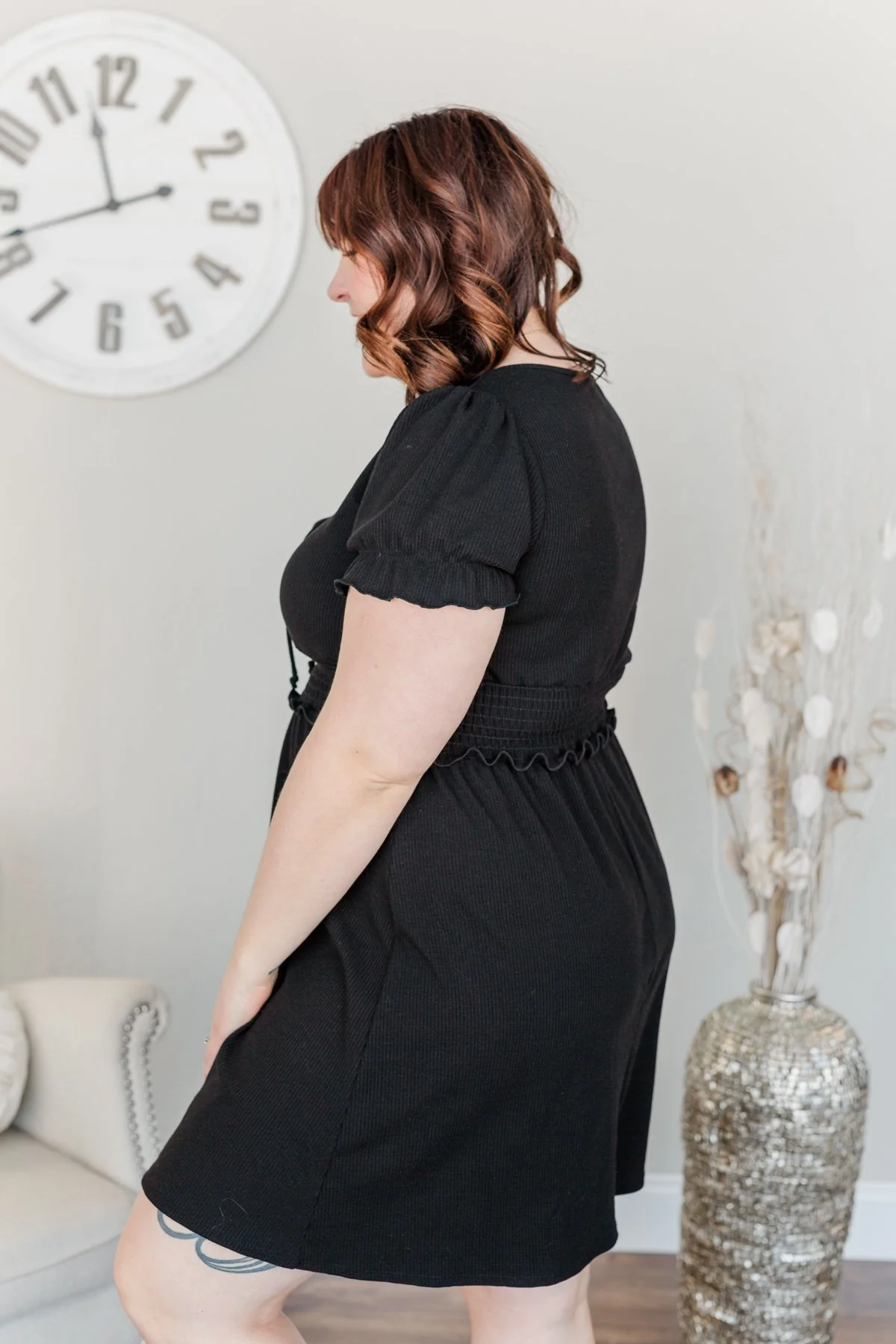 Sincere Smiles Smocked Knit Dress- Black - Image 19