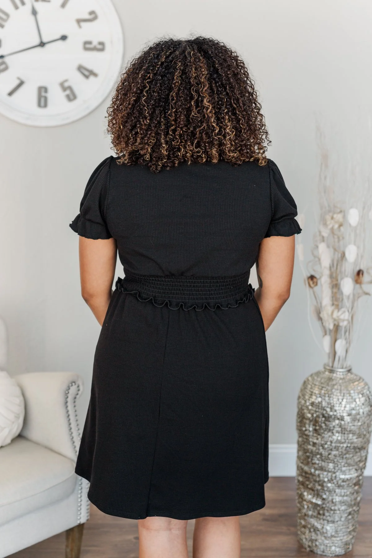 Sincere Smiles Smocked Knit Dress- Black - Image 25