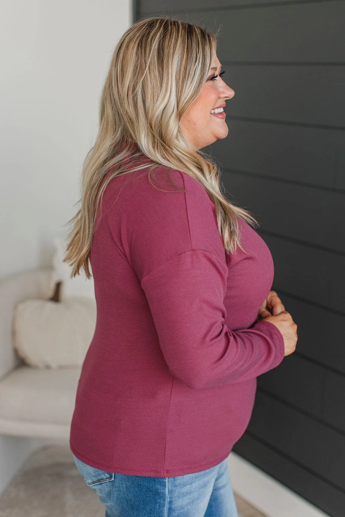 Sincere Wishes Long Sleeve Top- Berry - Image 5