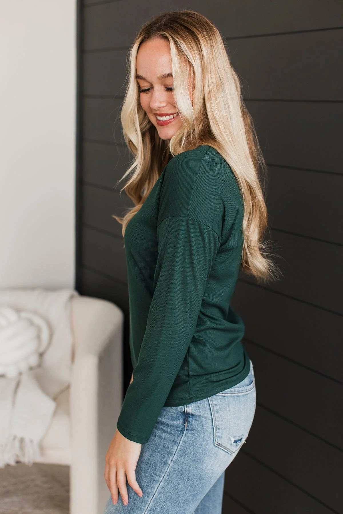Sincere Wishes Long Sleeve Top- Emerald - Image 5