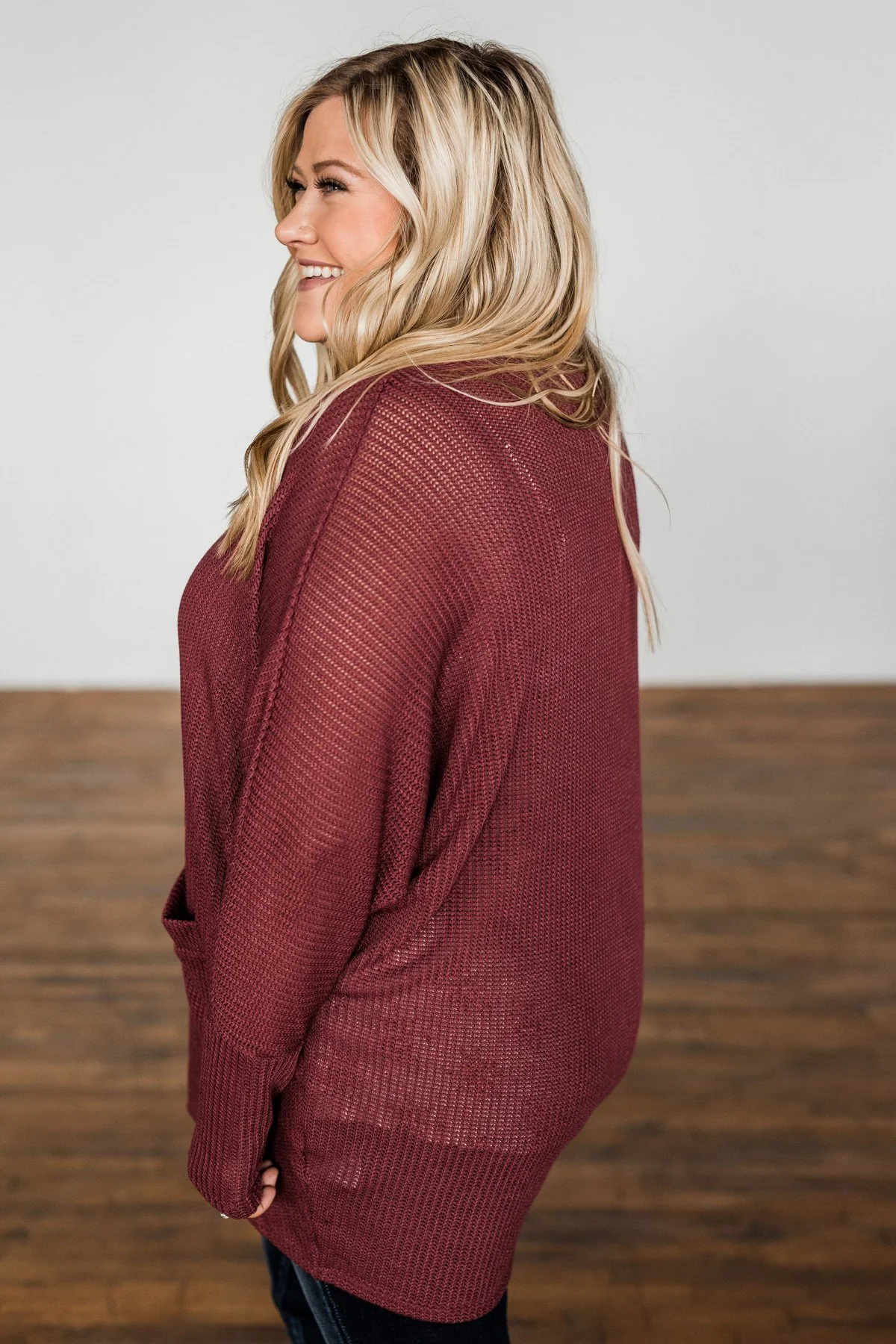 Sincerely Yours Knit Cardigan- Burgundy - Image 15