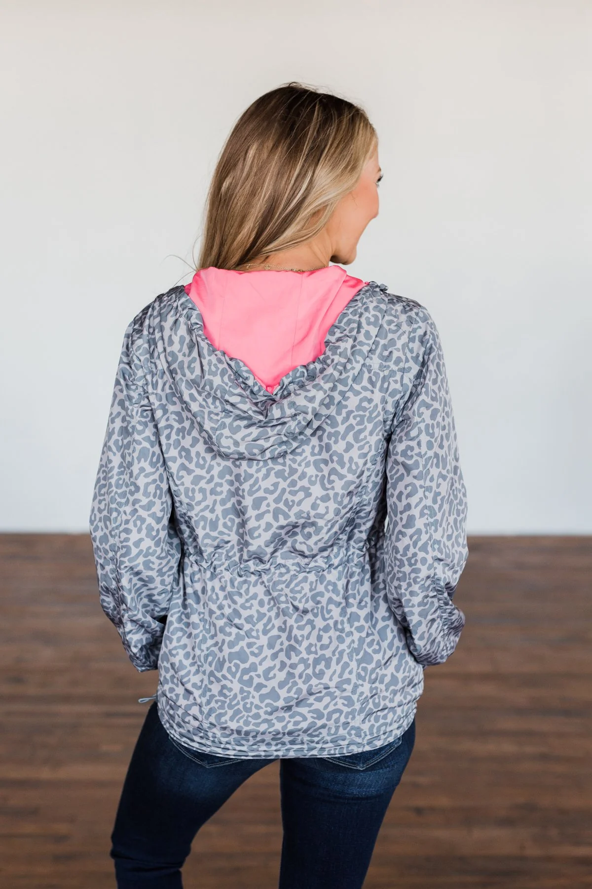 Singing In The Rain Leopard Jacket- Dark Grey & Pink - Image 2