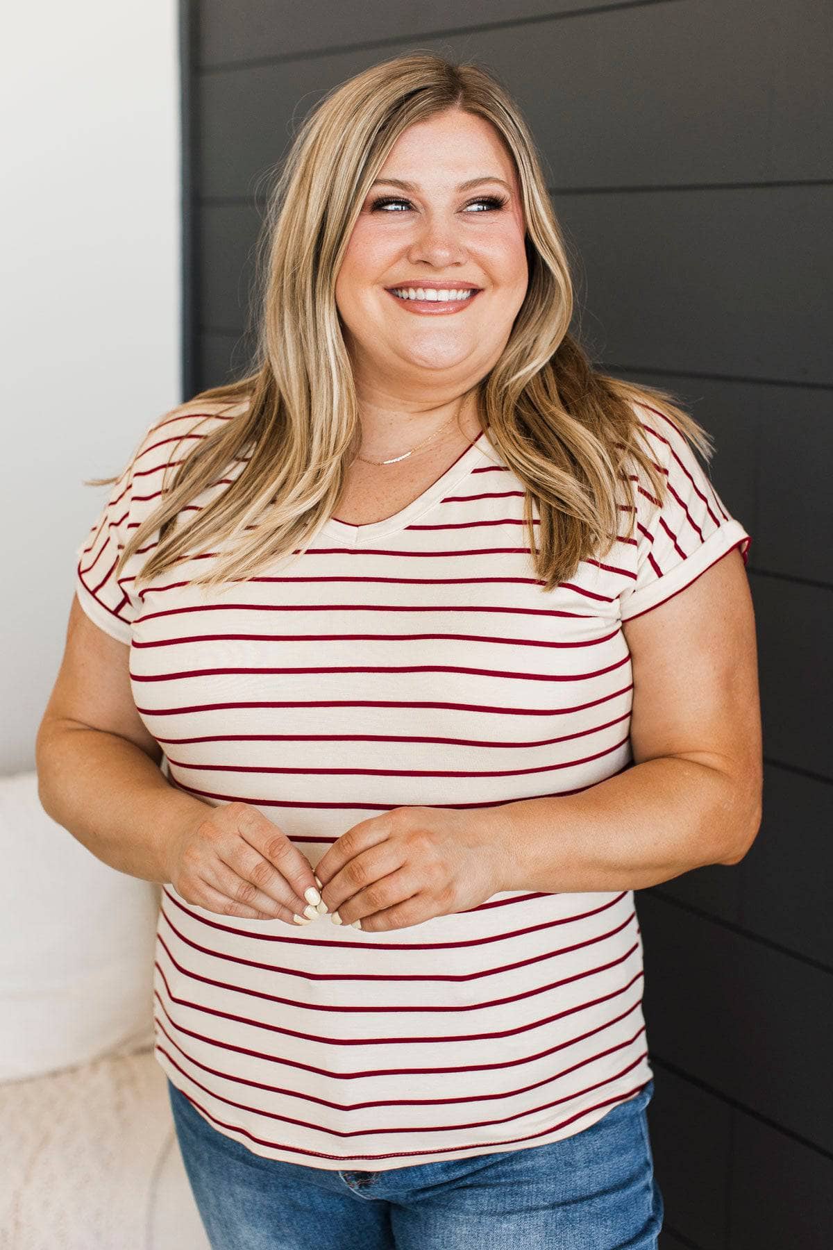 Singing The Day Away Striped Top- Ivory & Red - Image 2